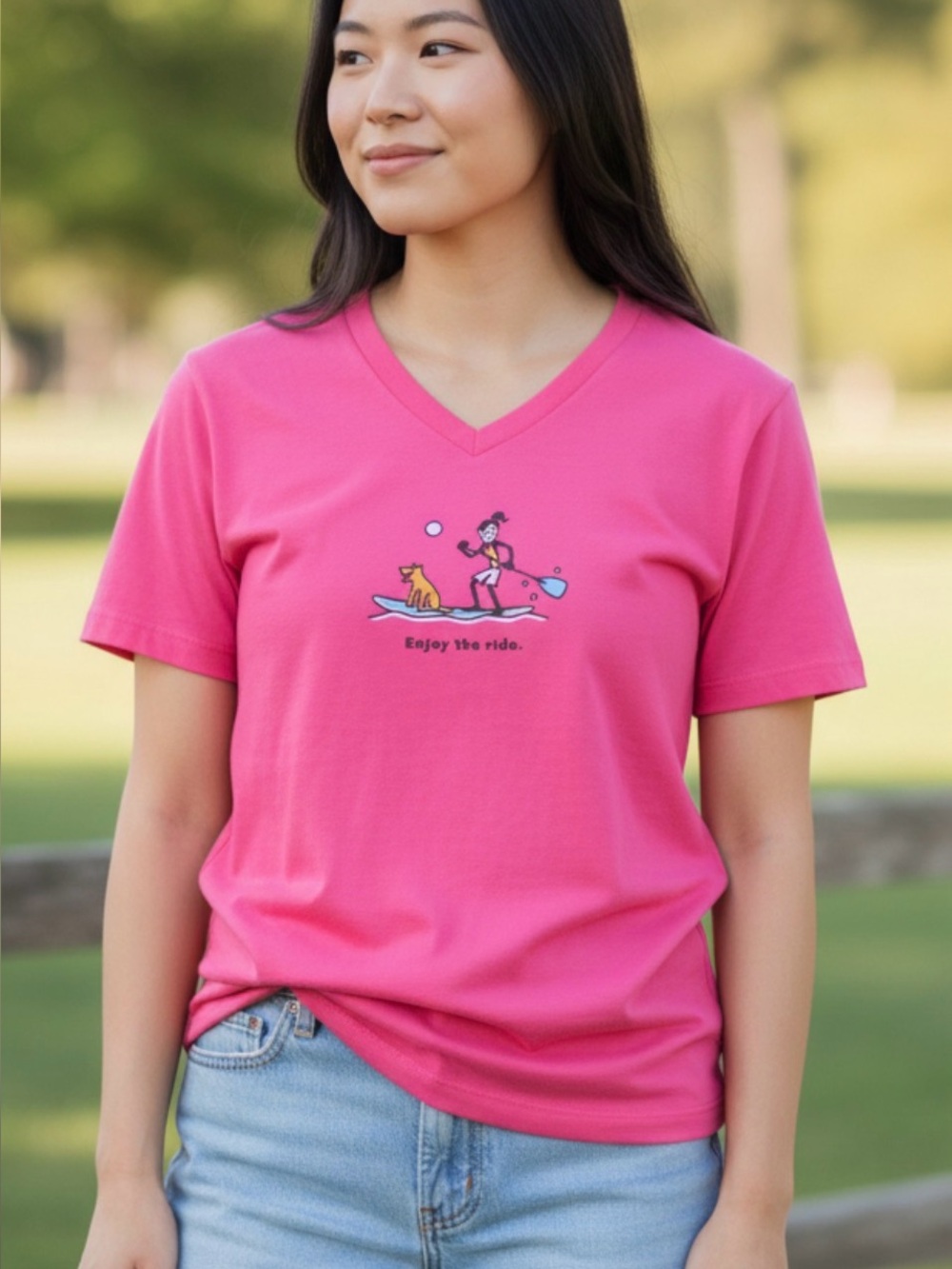 Hot pink Life is Good t-shirt XXL